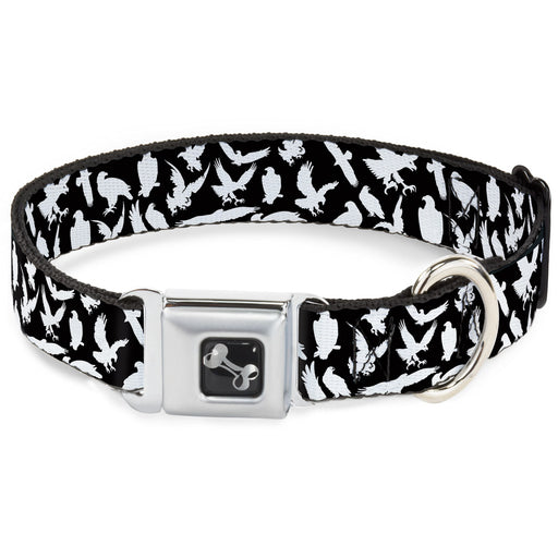 Dog Bone Seatbelt Buckle Collar - Eagle Silhouettes Scattered Black/White Seatbelt Buckle Collars Buckle-Down   