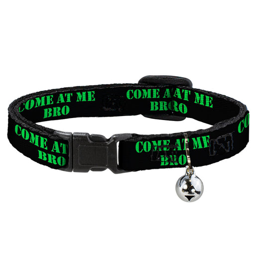 Cat Collar Breakaway - COME AT ME-BRO Black Green Stencil Breakaway Cat Collars Buckle-Down   