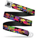 BD Wings Logo CLOSE-UP Full Color Black Silver Seatbelt Belt - BD Paint Splatter Black/Neon Webbing Seatbelt Belts Buckle-Down   