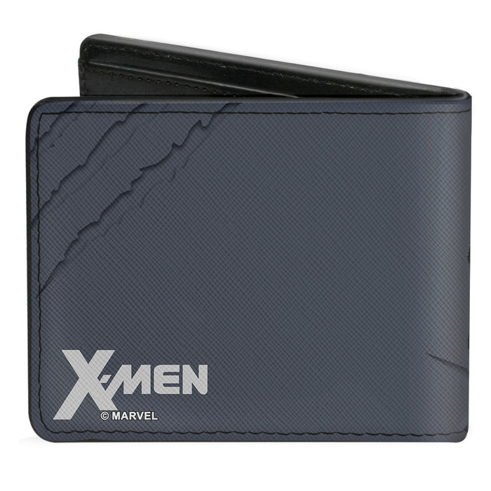 MARVEL X-MEN Bi-Fold Wallet - X-MEN Wolverine Clawing Pose Splatter Grays Bi-Fold Wallets Marvel Comics   