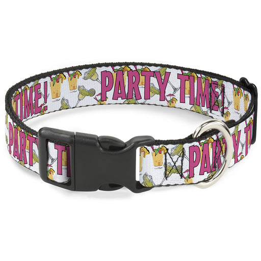 Buckle-Down Plastic Buckle Dog Collar - PARTY TIME! w/Drinks Plastic Clip Collars Buckle-Down   
