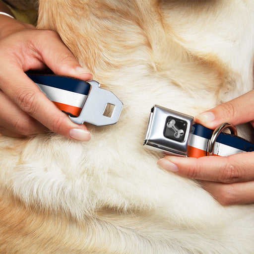 Dog Bone Seatbelt Buckle Collar - Stripe Navy/White/Orange Seatbelt Buckle Collars Buckle-Down   