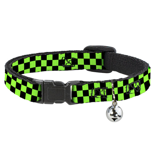 Cat Collar Breakaway - Checker Black Neon Green Breakaway Cat Collars Buckle-Down   