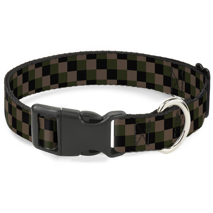 Plastic Clip Collar - Checker Trio Tan/Black/Olive Plastic Clip Collars Buckle-Down   