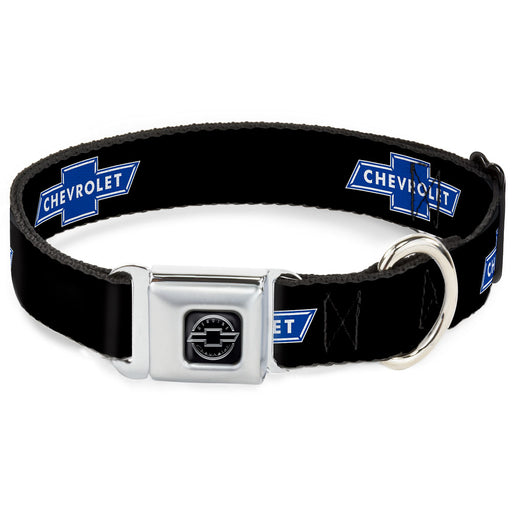 Chevy Bowtie Black Silver Seatbelt Buckle Collar - Chevy Bowtie Logo REPEAT Seatbelt Buckle Collars GM General Motors   