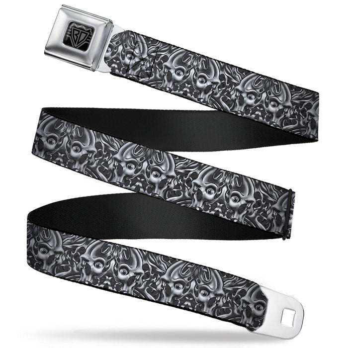 BD Wings Logo CLOSE-UP Full Color Black Silver Seatbelt Belt - Sleeve Skulls Black/Gray Webbing Seatbelt Belts Buckle-Down   