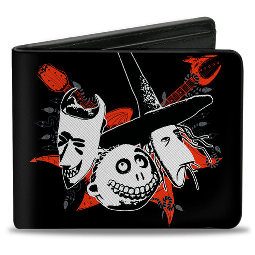 Bi-Fold Wallet - The Nightmare Before Christmas Lock Shock and Barrel Faces + Text Black Red White Bi-Fold Wallets Disney   