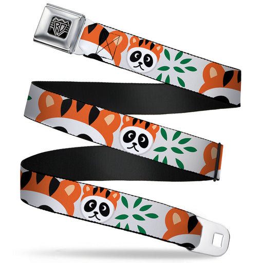BD Wings Logo CLOSE-UP Full Color Black Silver Seatbelt Belt - Panda w/Tiger Hat Webbing Seatbelt Belts Buckle-Down   