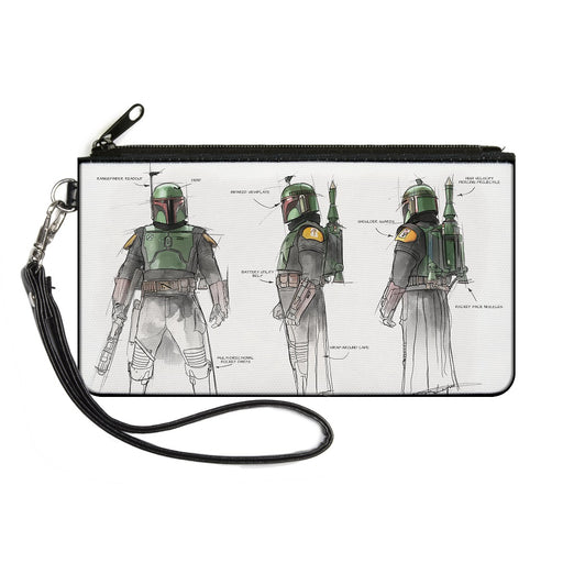 Canvas Zipper Wallet - LARGE - Star Wars The Book of Boba Fett All Sides Schematic White Canvas Zipper Wallets Star Wars   