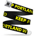 BD Wings Logo CLOSE-UP Full Color Black Silver Seatbelt Belt - KEEP PORTLAND WEIRD Black/Yellow Webbing Seatbelt Belts Buckle-Down   