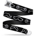 BD Wings Logo CLOSE-UP Full Color Black Silver Seatbelt Belt - Mustache Outlines Black/White Webbing Seatbelt Belts Buckle-Down   