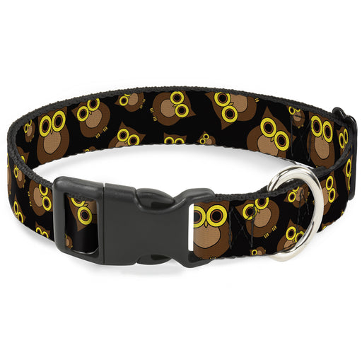 Plastic Clip Collar - Owls Scattered Black/Brown/Yellow Plastic Clip Collars Buckle-Down   