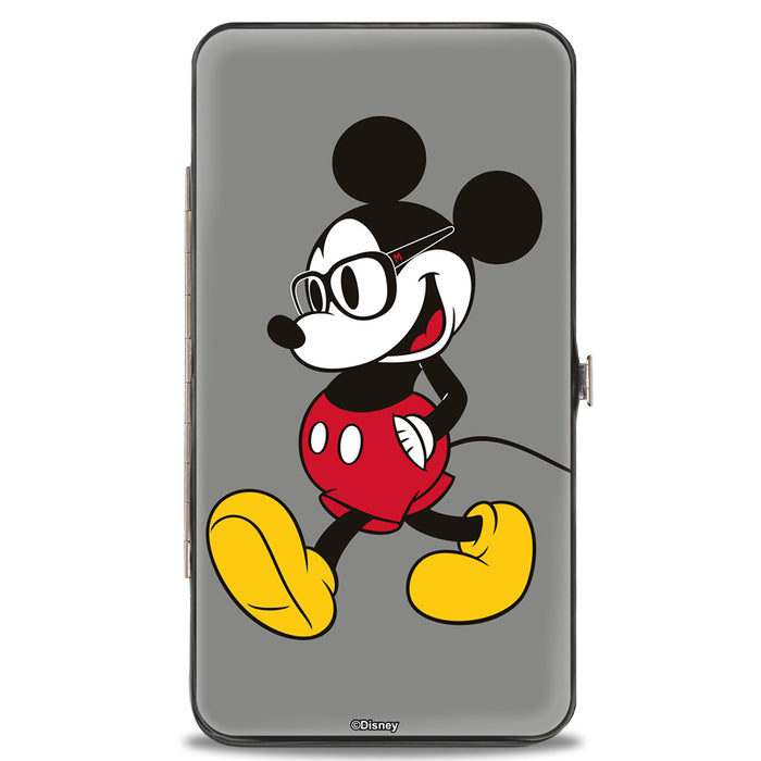 Hinged Wallet - Nerdy Mickey Mouse Arms Crossed + Walking Poses Gray Hinged Wallets Disney   