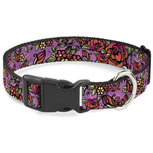 Plastic Clip Collar - Born to Blossom CLOSE-UP Pink Plastic Clip Collars Buckle-Down   