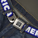 BD Wings Logo CLOSE-UP Full Color Black Silver Seatbelt Belt - 'MERICA/US Flag Blue/White/Red Webbing Seatbelt Belts Buckle-Down   