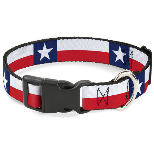 Plastic Clip Collar - Texas Flag Continuous Repeat Plastic Clip Collars Buckle-Down   