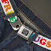 BD Wings Logo CLOSE-UP Full Color Black Silver Seatbelt Belt - FREE HUGS White/Multi Color Webbing Seatbelt Belts Buckle-Down   
