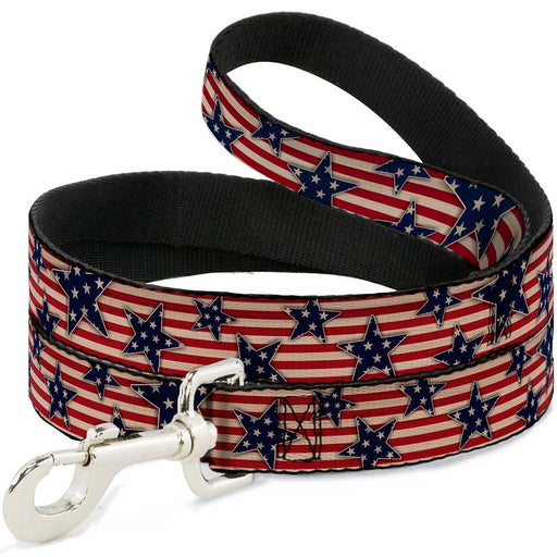 Dog Leash - Americana Stars & Stripes Red/White/Blue/White Dog Leashes Buckle-Down   