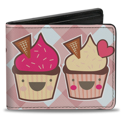 Bi-Fold Wallet - Happy Cupcakes Buffalo Plaid White Pink Bi-Fold Wallets Buckle-Down   