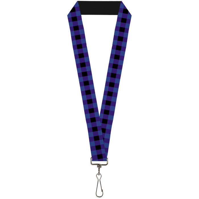 Lanyard - 1.0" - Buffalo Plaid Black Blue Lanyards Buckle-Down   