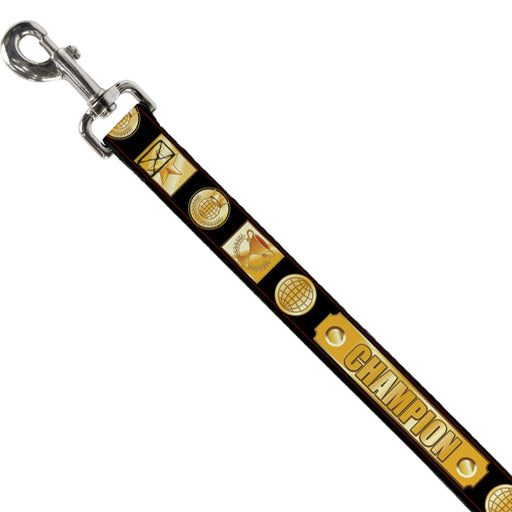 Dog Leash - CHAMPION Belt/Icons Black/Golds Dog Leashes Buckle-Down   