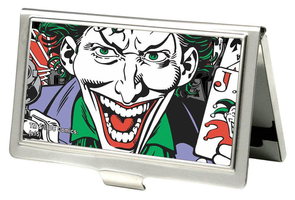 Business Card Holder - SMALL - Joker Face w Pistol CLOSE-UP FCG Business Card Holders DC Comics   
