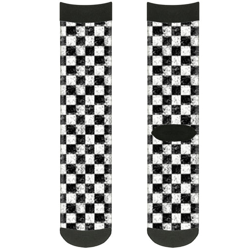 Sock Pair - Polyester - Checker Weathered2 Black White - CREW Socks Buckle-Down   