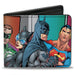 Bi-Fold Wallet - Justice Leage 4-Superheroes and 2-Villains Group Pose Halftone Blocks Multi Color Bi-Fold Wallets DC Comics   