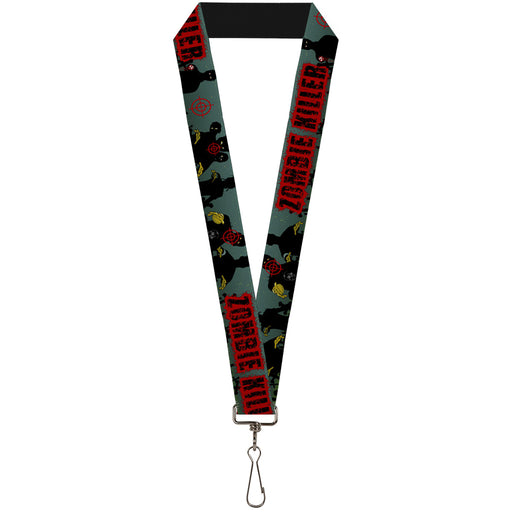 Lanyard - 1.0" - ZOMBIE KILLER Zombie March Green Red Black Lanyards Buckle-Down   