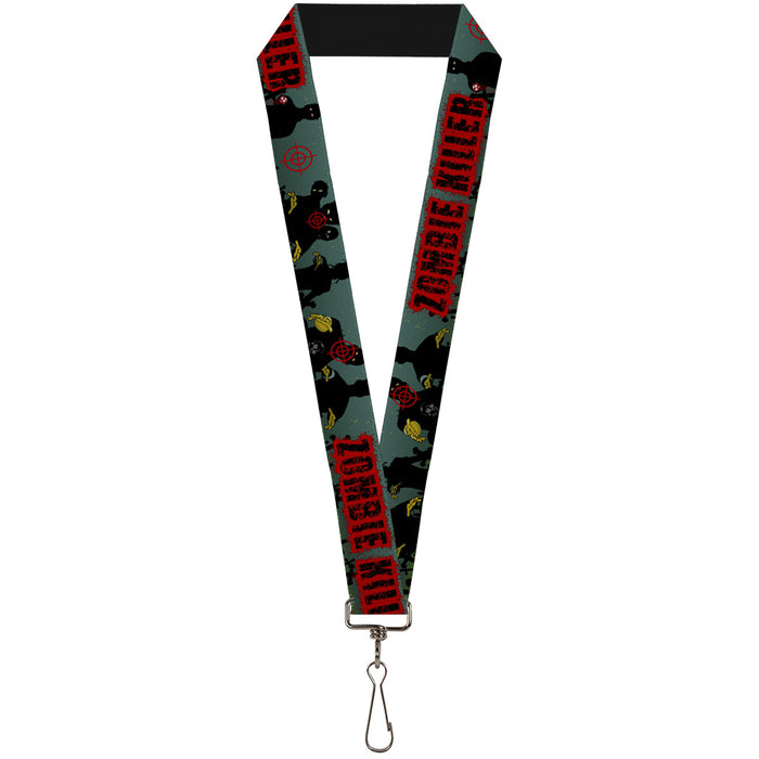 Lanyard - 1.0" - ZOMBIE KILLER Zombie March Green Red Black Lanyards Buckle-Down   