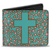 Bi-Fold Wallet - Cross Repeat Leopard Turquoise Pink Bi-Fold Wallets Buckle-Down   