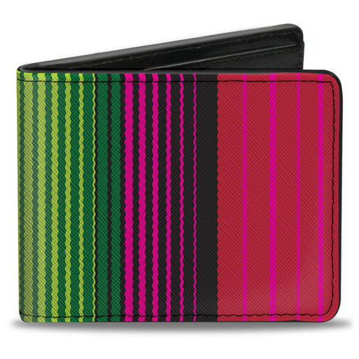 Bi-Fold Wallet - Zarape7 Vertical Pinks Blues Greens Black Bi-Fold Wallets Buckle-Down   