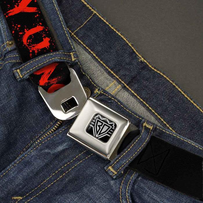 BD Wings Logo CLOSE-UP Full Color Black Silver Seatbelt Belt - Zombies Y U NO DIE Black/White/Red Webbing Seatbelt Belts Buckle-Down   