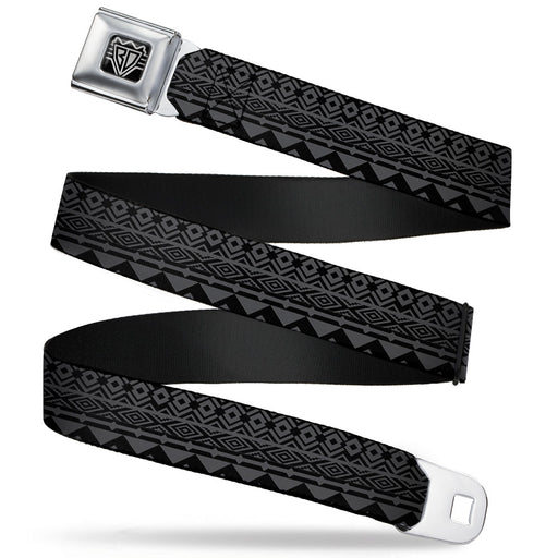 BD Wings Logo CLOSE-UP Full Color Black Silver Seatbelt Belt - Aztec1 Gray/Black Webbing Seatbelt Belts Buckle-Down   