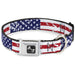 Dog Bone Seatbelt Buckle Collar - United States Flags CLOSE-UP Weathered Seatbelt Buckle Collars Buckle-Down   