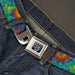 BD Wings Logo CLOSE-UP Full Color Black Silver Seatbelt Belt - Tie Dye Swirl Multi Color Webbing Seatbelt Belts Buckle-Down   