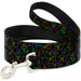 Dog Leash - Mushroom Outline Scattered Black/Multi Neon Dog Leashes Buckle-Down   