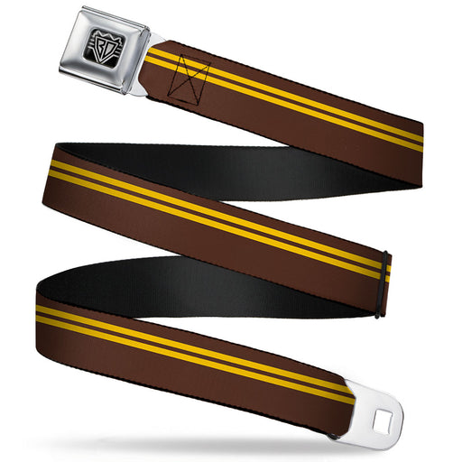 BD Wings Logo CLOSE-UP Full Color Black Silver Seatbelt Belt - Racing Stripe Brown/Gold Webbing Seatbelt Belts Buckle-Down   