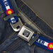BD Wings Logo CLOSE-UP Full Color Black Silver Seatbelt Belt - Colorado PARKER Flag Blue/White/Red/Yellow Webbing Seatbelt Belts Buckle-Down   