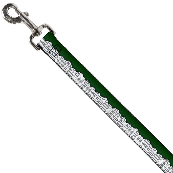 Dog Leash - Colorado Mountains Green/White/Gray Text Dog Leashes Buckle-Down   