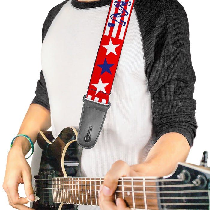 Guitar Strap - MERICA Stripes Stars Red White Blue Guitar Straps Buckle-Down   