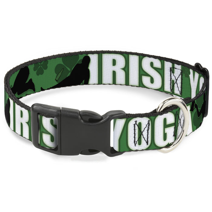 Buckle-Down Plastic Buckle Dog Collar - IRISH YOGA Poses/Clovers Greens/Black/White Plastic Clip Collars Buckle-Down   