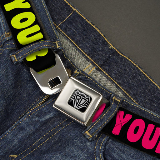 BD Wings Logo CLOSE-UP Full Color Black Silver Seatbelt Belt - IN YOUR DREAMS! Black/Pink/Green/Yellow Webbing Seatbelt Belts Buckle-Down   