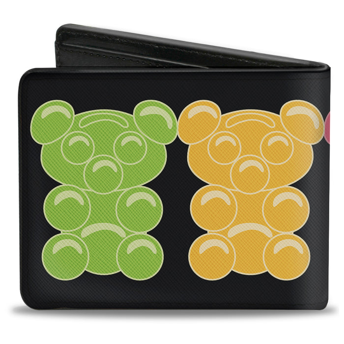 Bi-Fold Wallet - Gummy Bears Cartoon Black Red Yellow Green Bi-Fold Wallets Buckle-Down   