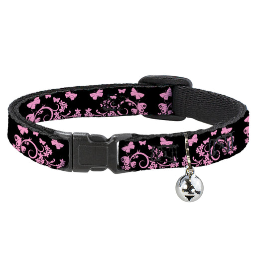 Cat Collar Breakaway - Butterfly Garden Black Pink Breakaway Cat Collars Buckle-Down   