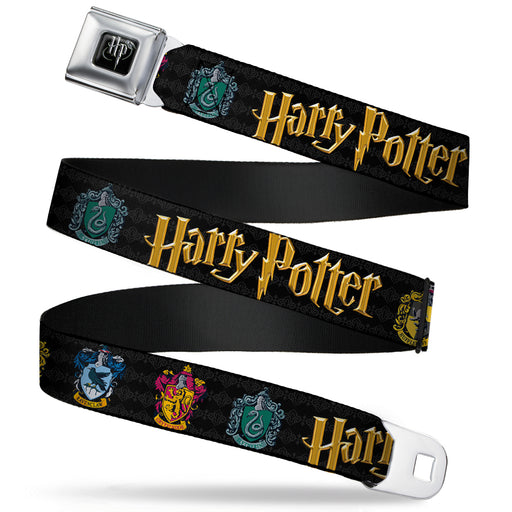 Harry Potter Logo Full Color Black/White Seatbelt Belt - HARRY POTTER Hufflepuff/Ravenclaw/Gryffindor/Slytherin Coat of Arms Black Webbing Seatbelt Belts The Wizarding World of Harry Potter   