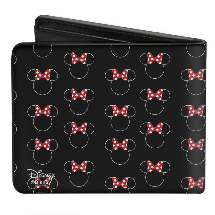 Bi-Fold Wallet - Minnie Mouse Icon Monogram MINNIE MOUSE Banner Black White Red Bi-Fold Wallets Disney   