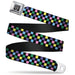 BD Wings Logo CLOSE-UP Full Color Black Silver Seatbelt Belt - Checker Black/Multi Pastel Webbing Seatbelt Belts Buckle-Down   