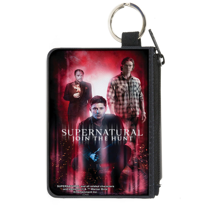 Canvas Zipper Wallet - MINI X-SMALL - SUPERNATURAL-JOIN THE HUNT Crowley Dean Sam Group Pose Black Red Glow Canvas Zipper Wallets Supernatural   