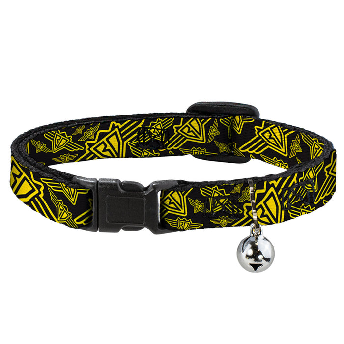 Cat Collar Breakaway - BD Logo Scattered Black Yellow Breakaway Cat Collars Buckle-Down   